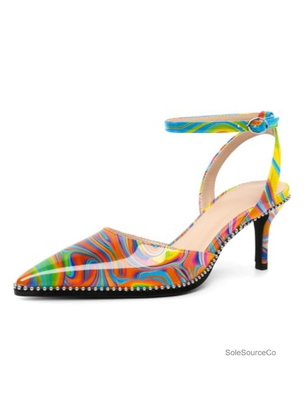Kitten Heels Women Low Heel Closed Toe Ankle Strap Pumps Wedding Party Beaded